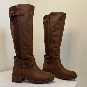 Women's Burgundy Leather Heeled Boots